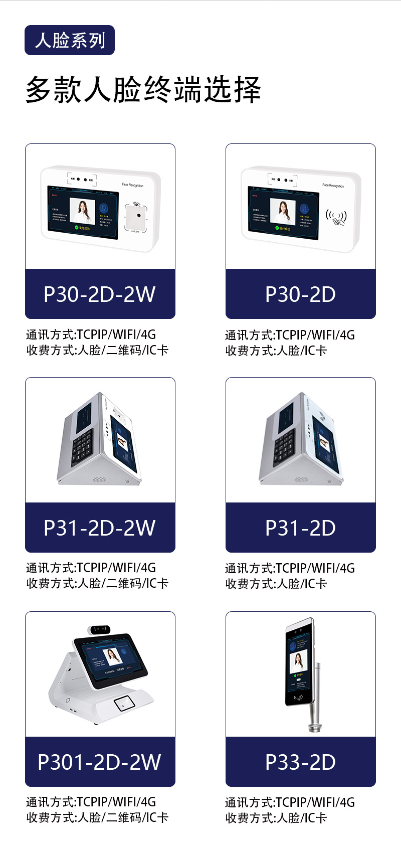 人脸系列 多款人脸终端选择 P30-2D-2W,P30-2D,P31-2D-2W,P31-2D,P301-2D-2W,P33-2D